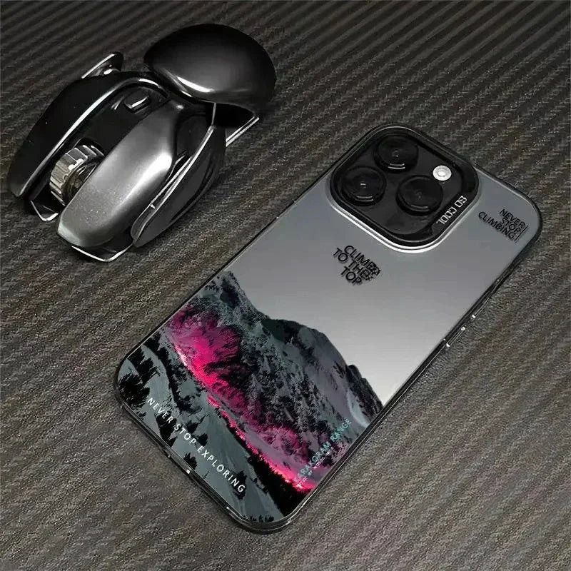Snow Mountain Road Landscape Phone Case For IPhone 17 Air 16 15 14 13 12 11 Pro XS Max 16E Plus Plating Matte Hard Cover Funda