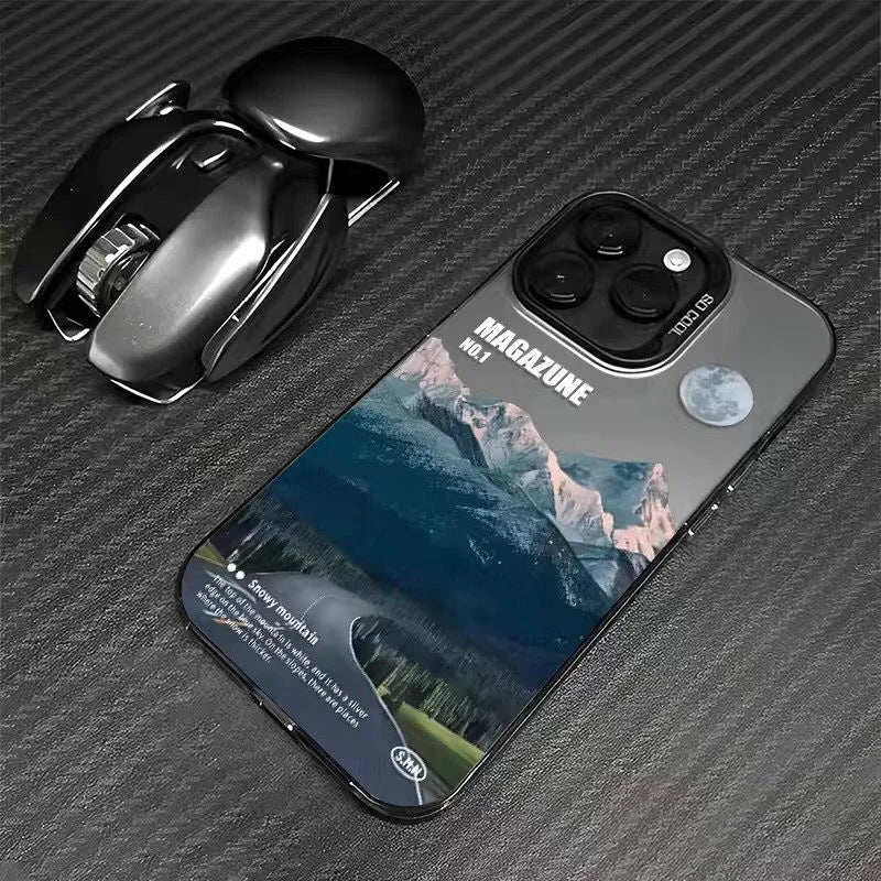 Snow Mountain Road Landscape Phone Case For IPhone 17 Air 16 15 14 13 12 11 Pro XS Max 16E Plus Plating Matte Hard Cover Funda