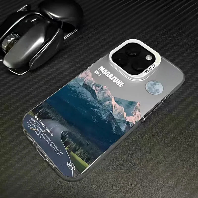 Snow Mountain Road Landscape Phone Case For IPhone 17 Air 16 15 14 13 12 11 Pro XS Max 16E Plus Plating Matte Hard Cover Funda