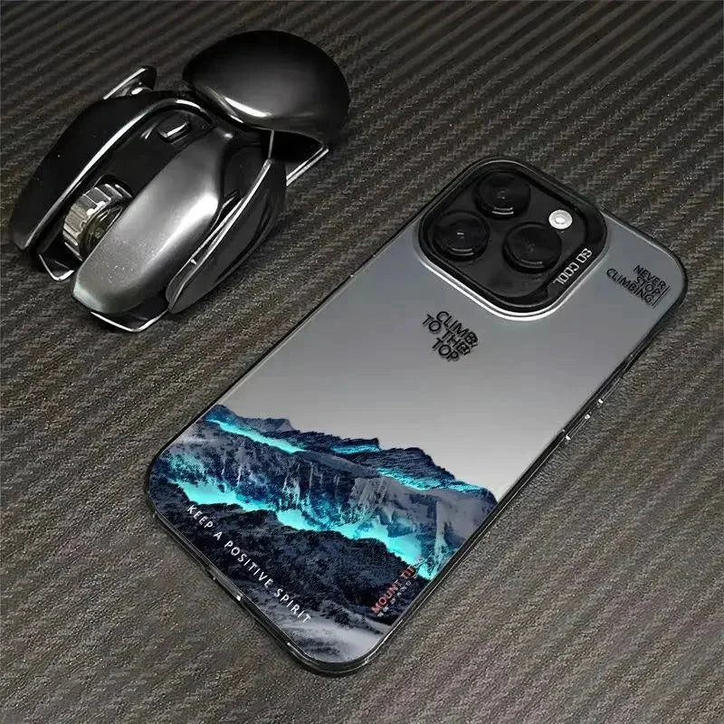 Snow Mountain Road Landscape Phone Case For IPhone 17 Air 16 15 14 13 12 11 Pro XS Max 16E Plus Plating Matte Hard Cover Funda