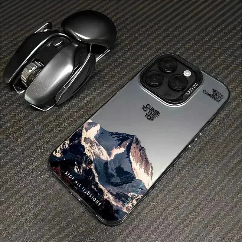 Snow Mountain Road Landscape Phone Case For IPhone 17 Air 16 15 14 13 12 11 Pro XS Max 16E Plus Plating Matte Hard Cover Funda