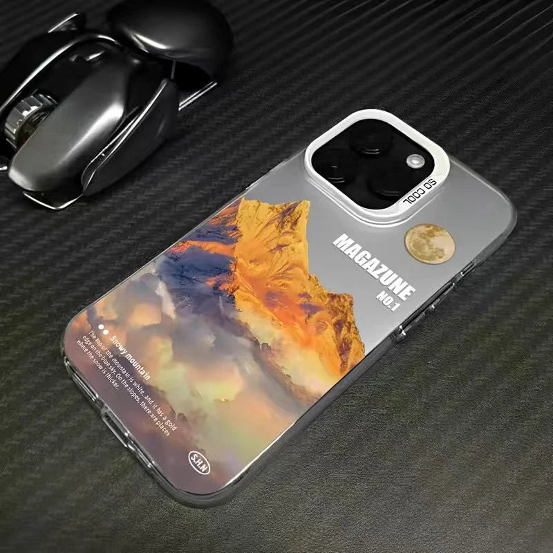 Snow Mountain Road Landscape Phone Case For IPhone 17 Air 16 15 14 13 12 11 Pro XS Max 16E Plus Plating Matte Hard Cover Funda