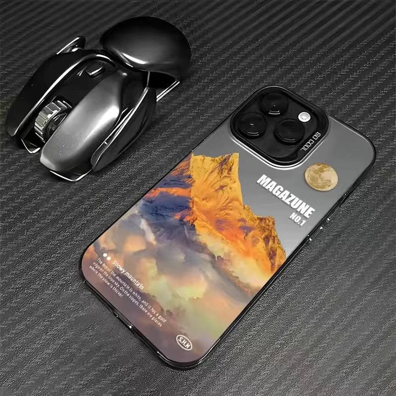 Snow Mountain Road Landscape Phone Case For IPhone 17 Air 16 15 14 13 12 11 Pro XS Max 16E Plus Plating Matte Hard Cover Funda